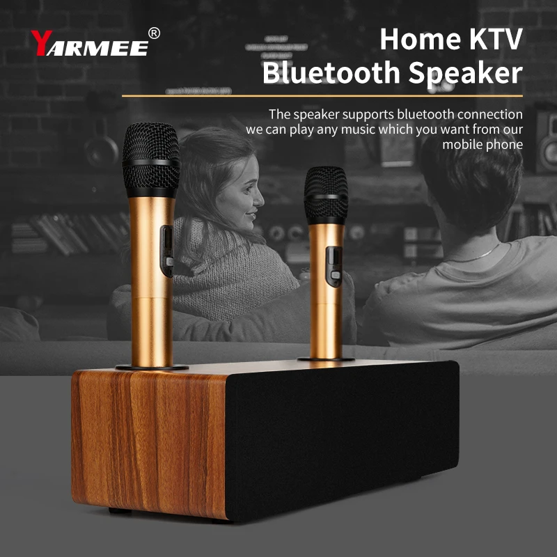 YARMEE-Sistema de Canto de Karaoke inalámbrico Echo profesional, Incluye micrófono de 2 canales, amplificador de Altavoz Bluetooth para el hogar, KTV