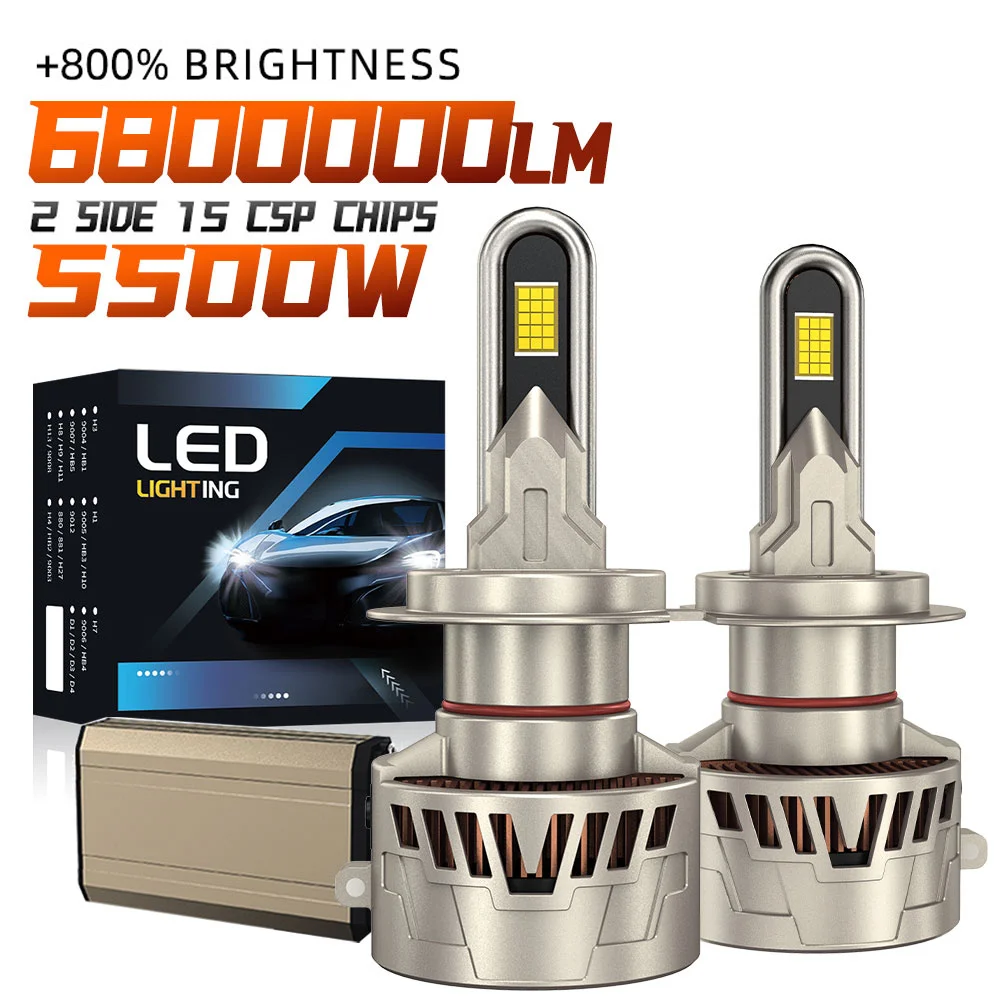 

6800000LM 5500W H7 H11 H1 H4 Led Headlight Bulbs CANBUA HB3 HB4 U-shaped Copper Tube 9005 9006 H8 H9 12V 24V LED Car Lights