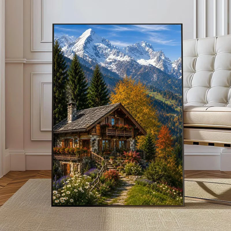1pc frameless Canvas Painting European Wilderness Nature Scenery Wall Print Bundle Warm Sunset Rural Landscape Art Decor for Out