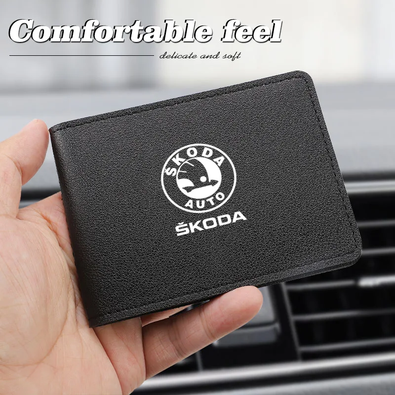 Ultra-thin Car Driver License Cover Credit Card Holder For Skoda Octavia Rapid Kodiaq Karoq Fabia Kamiq Superb Derivative Yeti