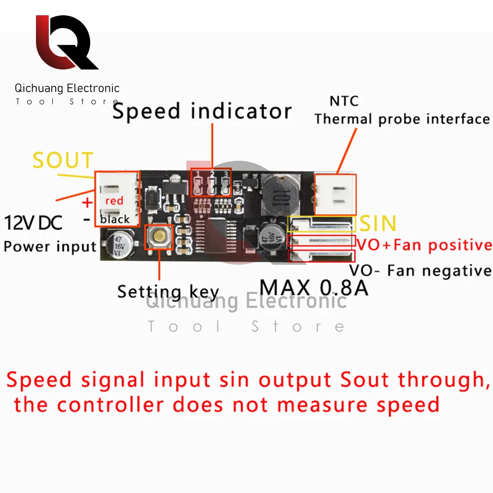 DC12V 0,8A DC ШИМ 2-3 провода регулятор температуры вентилятора регулятор скорости корпус компьютерный модуль шумоподавления NTC B 50K 3950