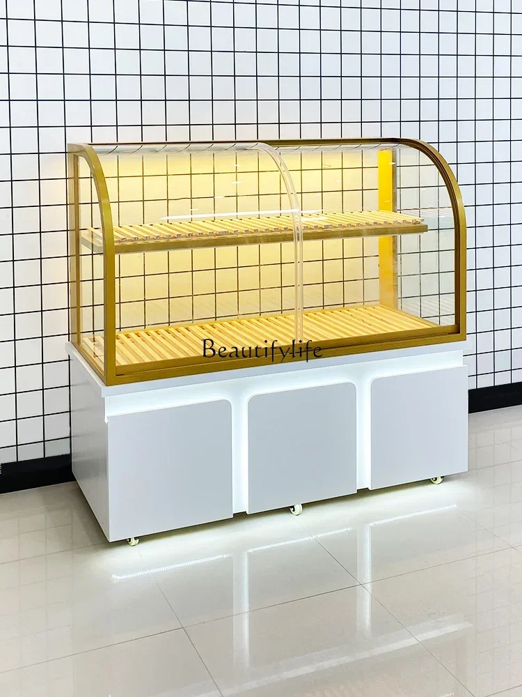 

Bread Display Cabinets Semi-Curved Cake Pastry Shop Baking Wall-Side Island Commercial Glass Shelf