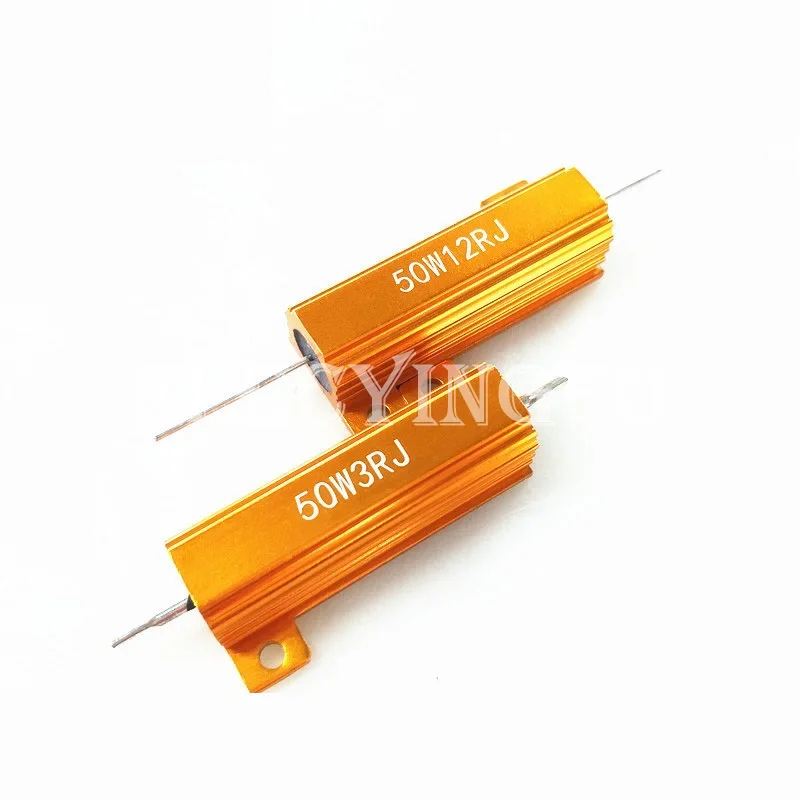 RX24 100W 50W Watt Power Metal Shell Aluminium Gold Resistor 1R 2R 3R 4R 5R 6R 8R 10R 15R 20R 30R 40R 100R 200R 220R Resistance