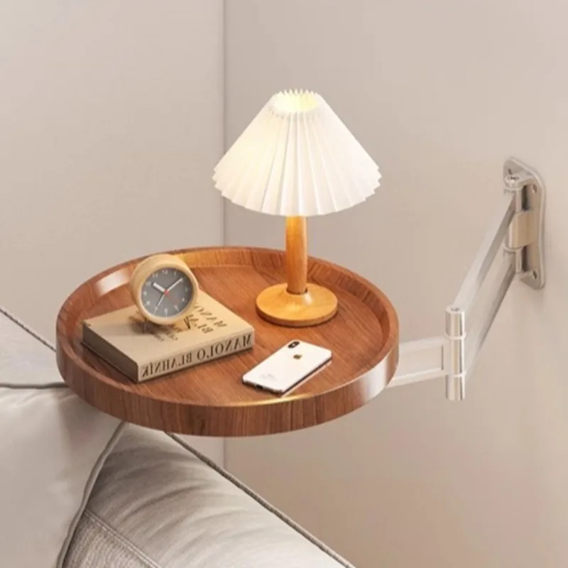 

Wall Mounted Coffee Table Folding Side Table Modern Bedroom Small Round Tables Luxury Folding Tea Desk Living Room Furniture