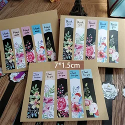 50pcs rectangle just for you thankyou hand made Flower sticker Self-Adhesive sticker DIY Gifts Posted Baking Decor Package Label