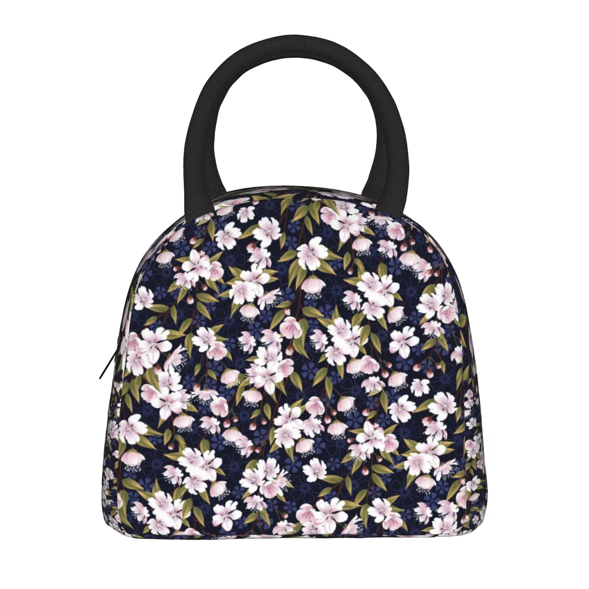 Japanese Sakura Cherry Blossom  Insulated Lunch Bags Thermal Bag Lunch Container Portable Lunch Box Tote Girl Boy Office Outdoor