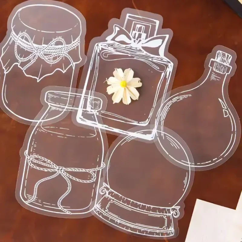 1 Set DIY Bookmarks Transparent Wishing Bottle Shape Bookmark Handmade Craft Children Scrapbooking Sticker School Supplies