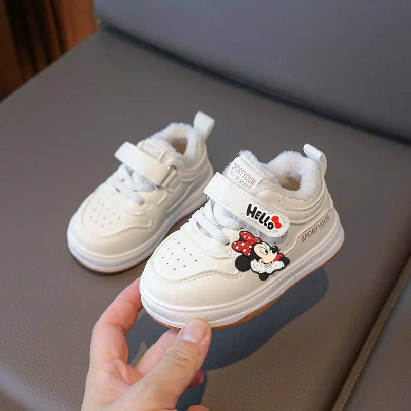

Весенне-осенняя нескользящая детская повседневная обувь на мягкой подошве, обувь для малышей с Микки Маусом Диснея, зимняя обувь для мальчиков и девочек, кроссовки