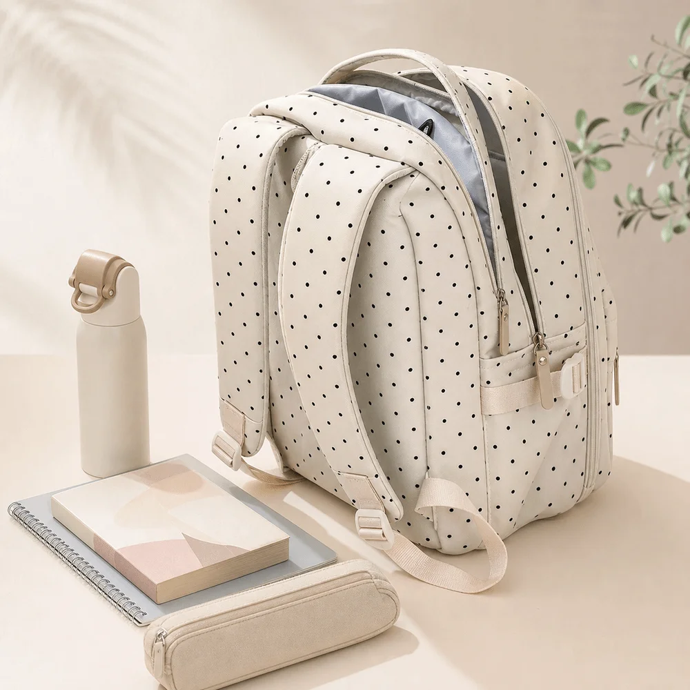 New Nylon Polka Dot Backpack Waterproof Multicolor Double Shoulder Bag Large Capacity Soft School Bag For Women