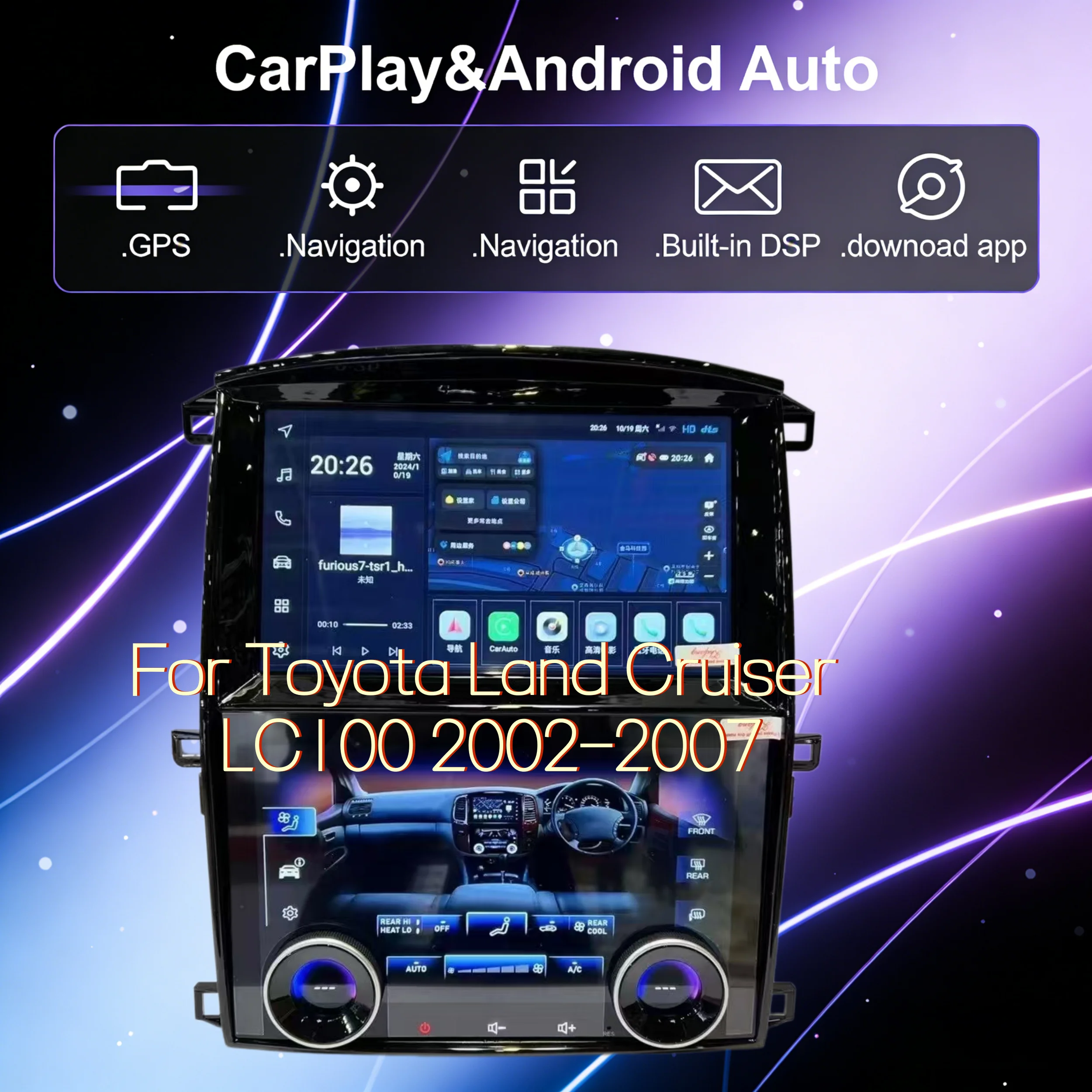 

Android 13 Carplay Car Radio For Toyota Land Cruiser LC100 2003-2007 Gps Wireless Autoradio Navigation Head Unit Multimedia