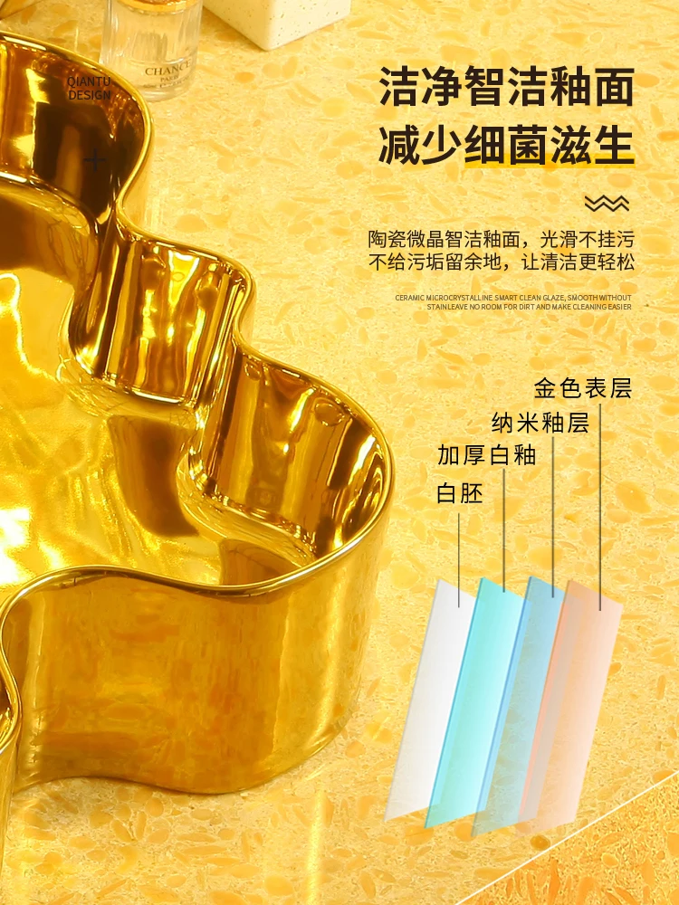 

Golden washbasin ceramic basin rectangular gold basin washbasin bathroom