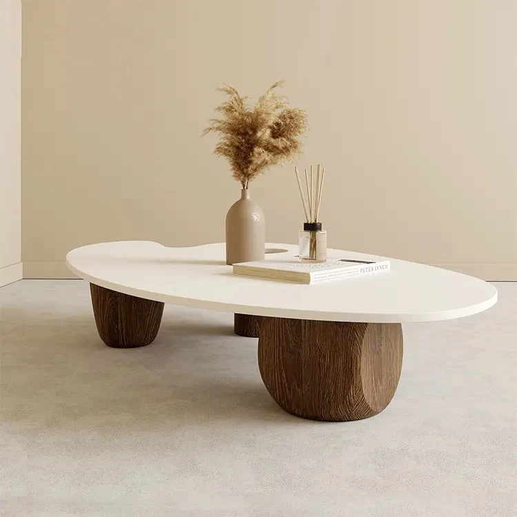 *☆ Modern Home Furniture Living Room Coffee Table Wood Nordic Design Transparent Glass Top Wooden Coffee Table Tea Table