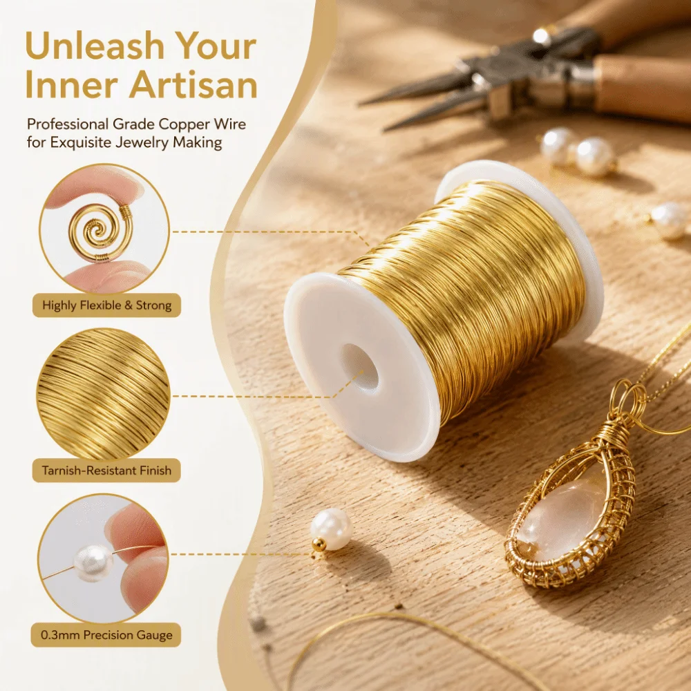 0.3/04mm Alloy Copper Wire DIY Jewelry Making 100m Craft Wire Not Easy To Break Resistant Beading Cord Line Strings