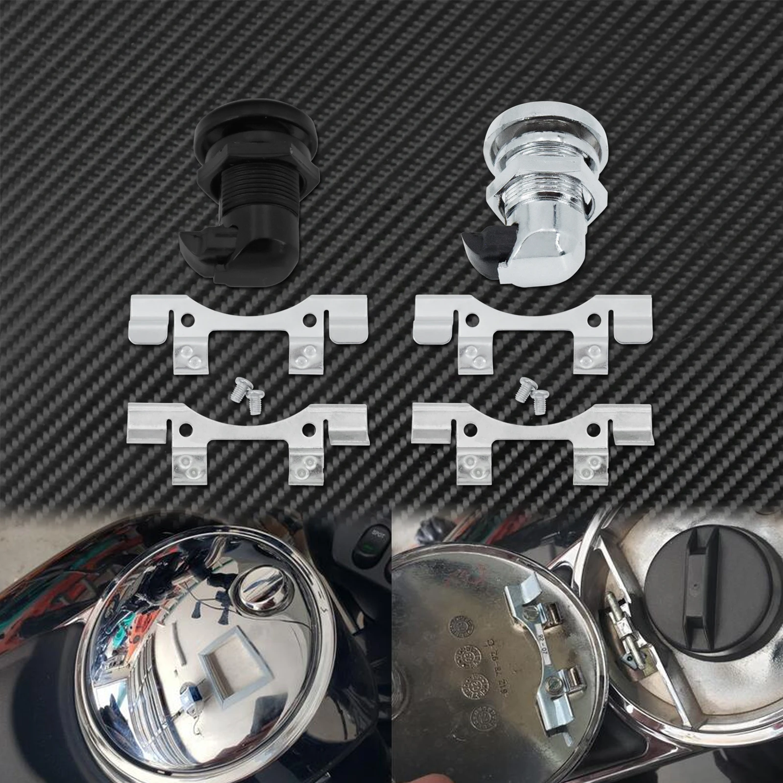 Motorrad Schwarz/Chrom Kraftstoff Tür Latch Push Button Gas Öl CoverTank Für Harley Touring Electra Street Road Glide FLHR FLTRX