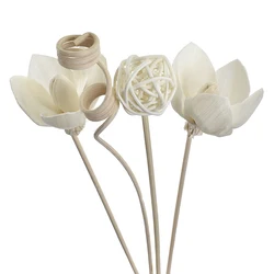 DIY 6PCS/8PCS/9PCS Artificial Flower Rattan Reed Fragrance Aroma Diffuser Refill Stick Floral