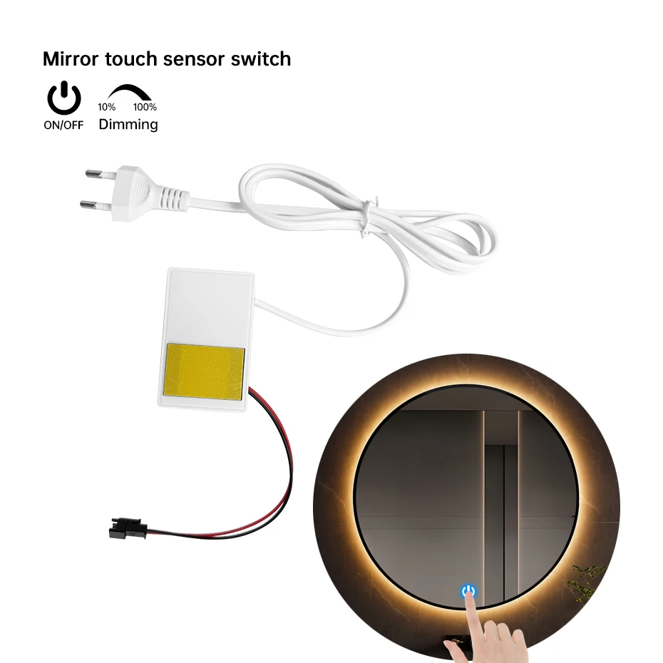 

12V Mirror Light Switch Touch Sensor Dimming with EU US Plug Capacitance Sensor Module For Bathroom Make-up Mirror Decoration