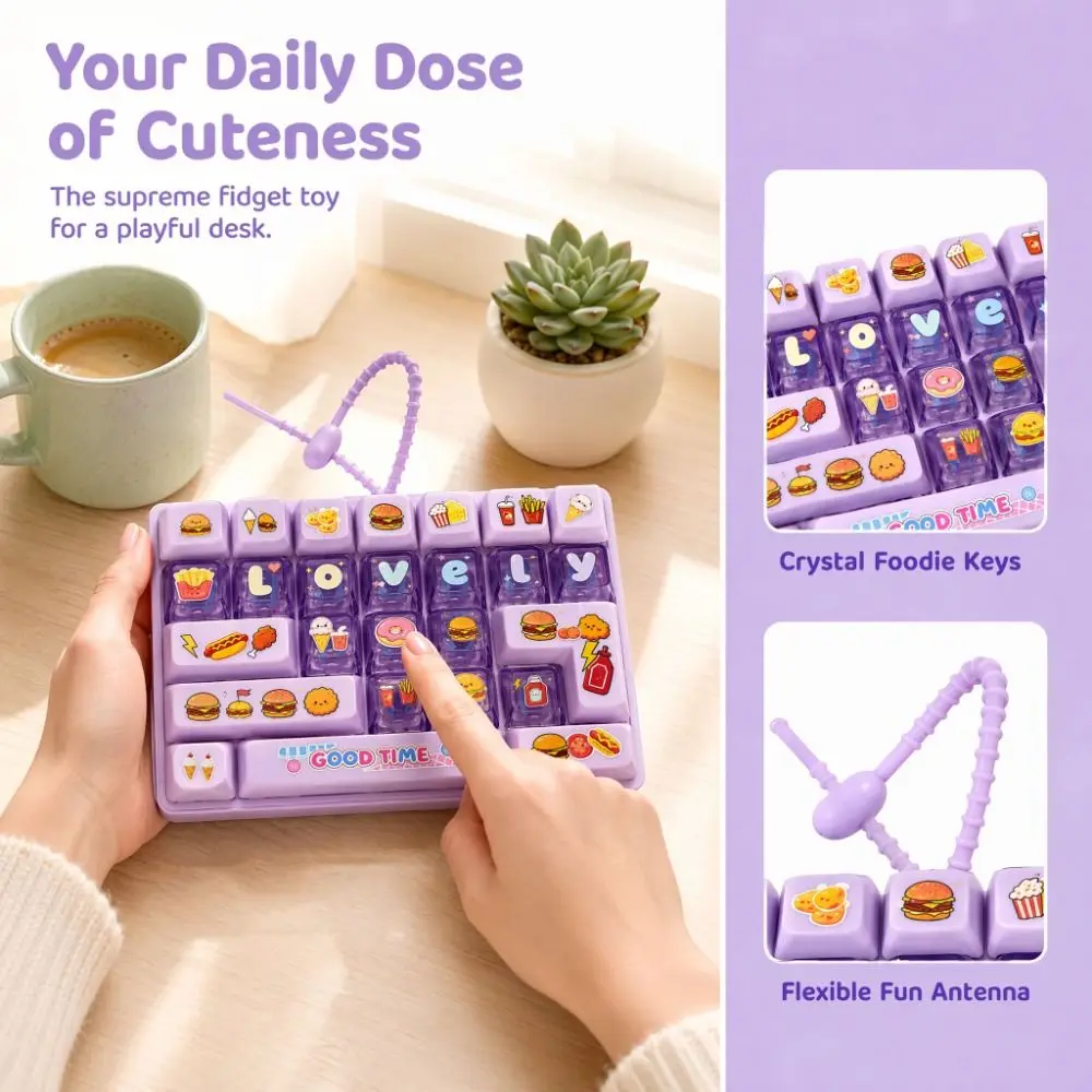 26-Key Decompression Button Cute Design Simulation Keyboard Mini Keyboard Pendant Transparent Dual-Tone Keyboard Keychain