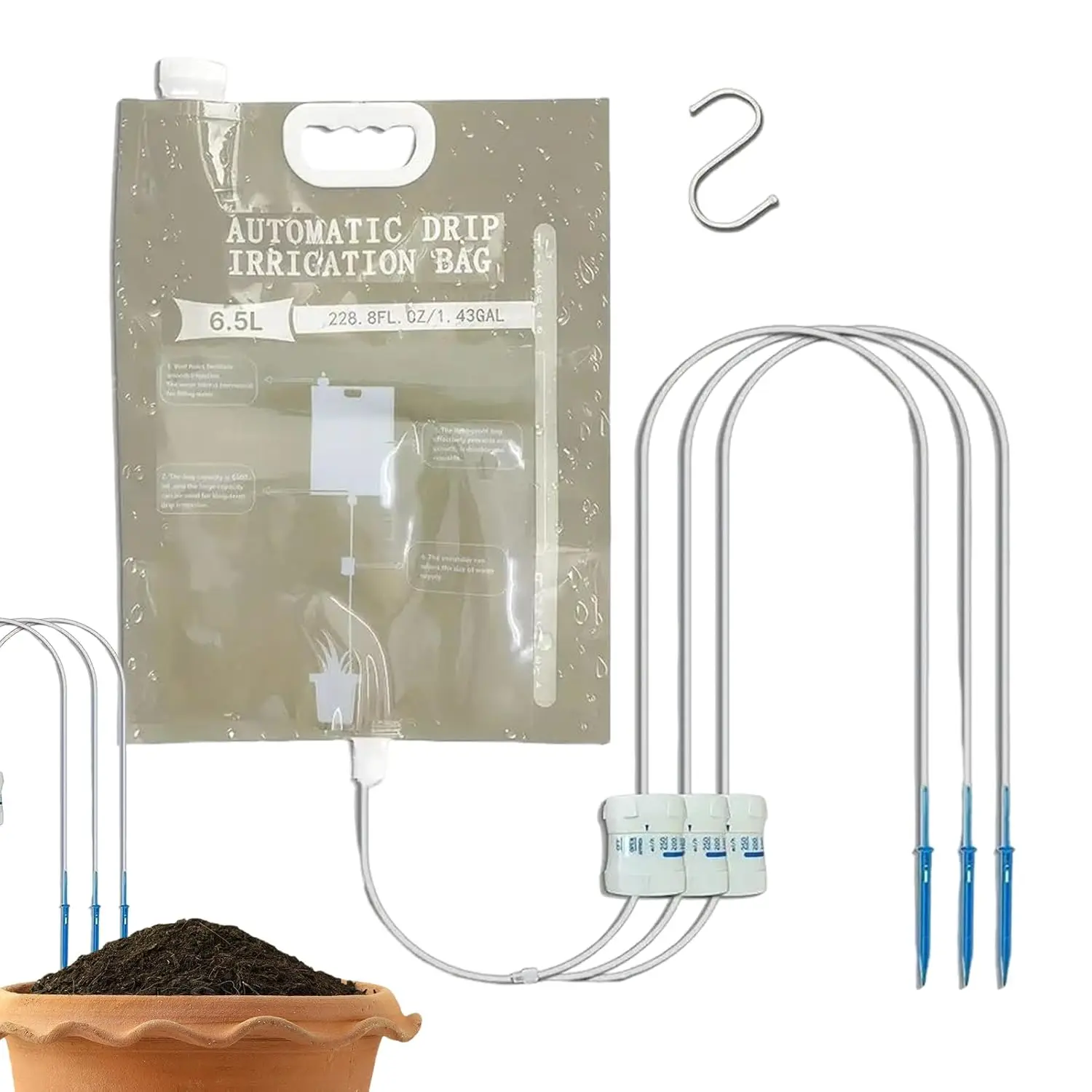 Automatic Watering Dripper,Adjustable Drip Rate Features Three Watering Spouts for Garden Plant Care and Irrigation  5.2L/6.5L