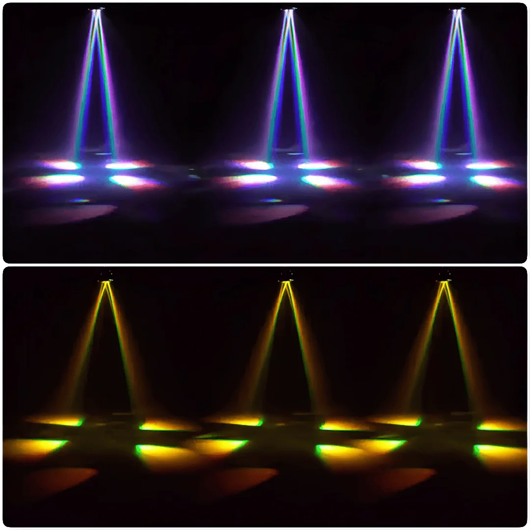 100W Strobing Laser Moving Head Light DMX512 RGB LED Multifunction Four Arm Rotary Stage Lighting for DJ Bar Party Disco