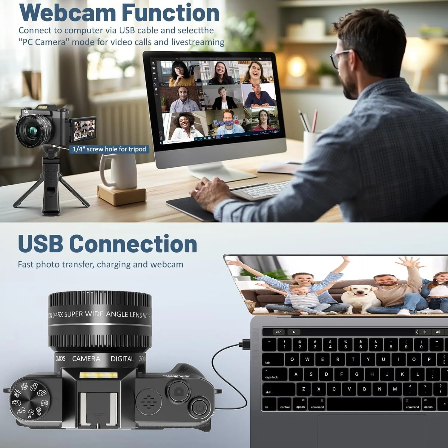 كاميرا تصوير رقمية 64 ميجابكسل 6K WIFI كاميرا ويب كلاسيكية مسجل فيديو مدونة فيديو يوتيوب 16X كاميرا زووم رقمية 3 بوصة شاشة قلابة