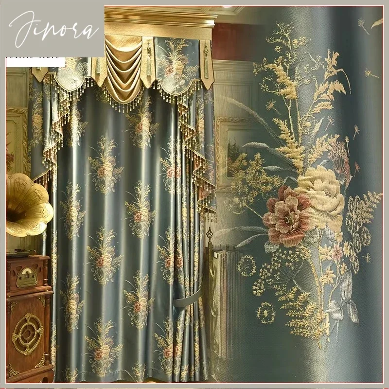 Modern And Simple European Style High Precision Silk Like Jacquard Curtain Blackout Curtains For Living Room For Bedrooms
