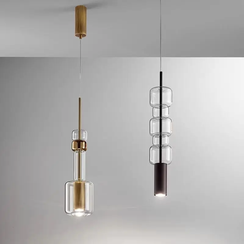 

Creative Glass Tube LED Pendant Light Suitable Living Room Dining Table Bedroom Designer Lamp Home Decoration Lighting Fixtures