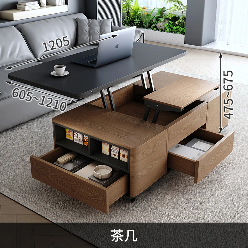 Nordic Multi-Functional Lifting Coffee Table and Dining Table Dual-Use Integrated Collapsible