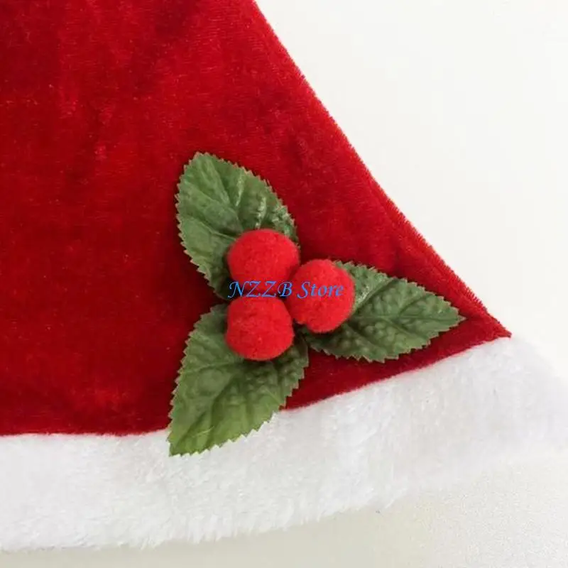 T21F عيد الميلاد سانتا قبعة عيد الميلاد قبعة مخملية للجنسين الراحة قبعات عيد الميلاد لعيد الميلاد السنة الجديدة عطلة احتفالية #5