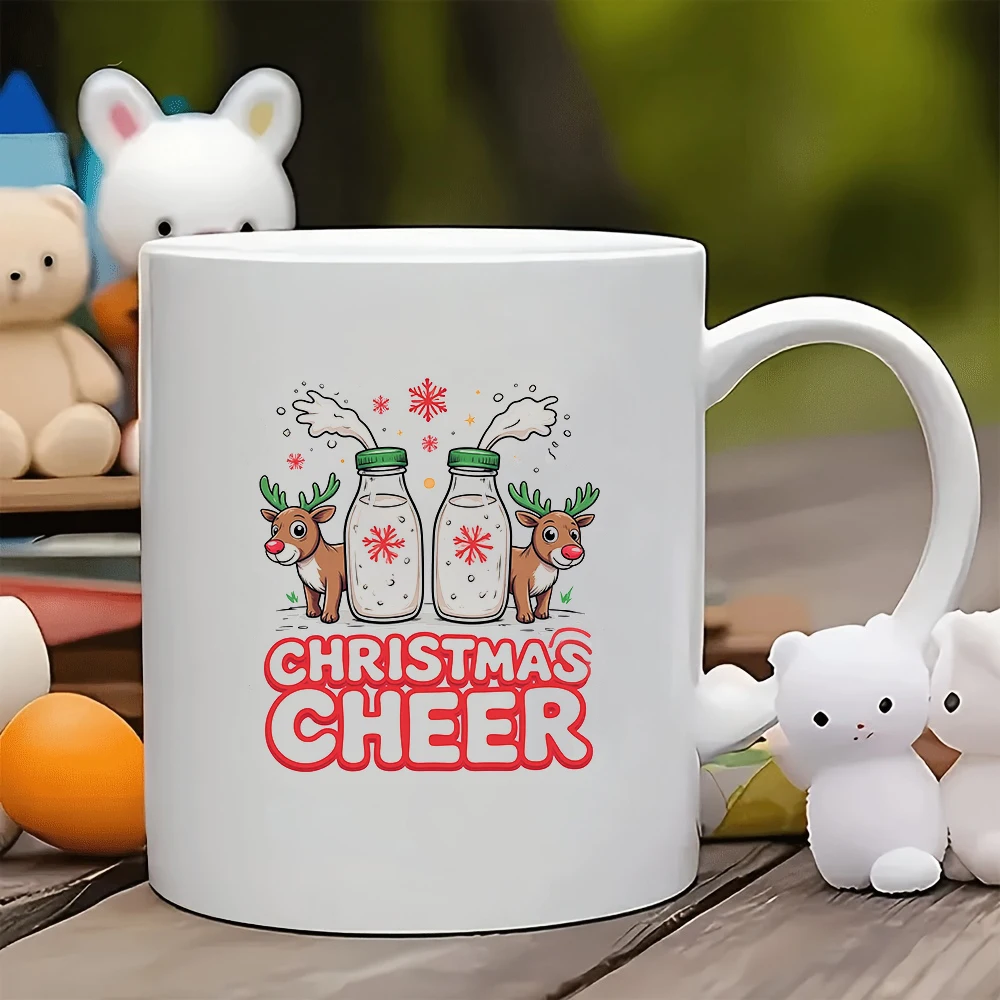 

11oz cartoon Christmas mug + Reindeer cup Family office holiday gift Kids coffee cup Essential for festive Christmas atmosphere