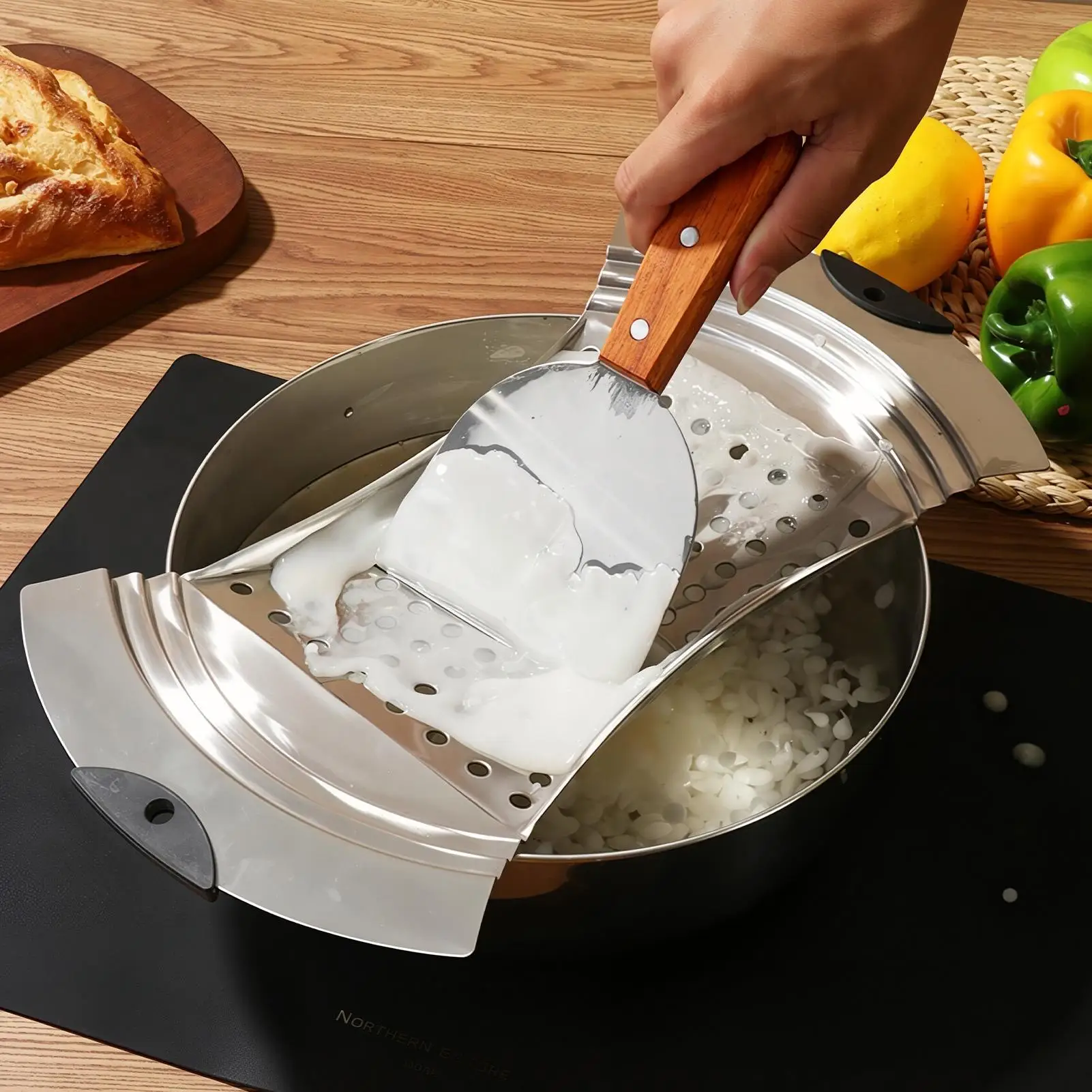 Traditional Spaetzle Noodles Maker 7mm Holes with Silicone Handles Stainless Steel German Noodle Plane for Home Kitchen
