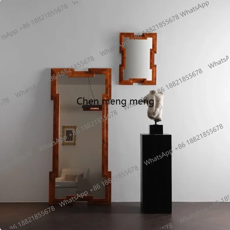 Medieval full body mirror French floor-to-ceiling home hotel decorative mirror tree tumor bark porch makeup full-length mirror