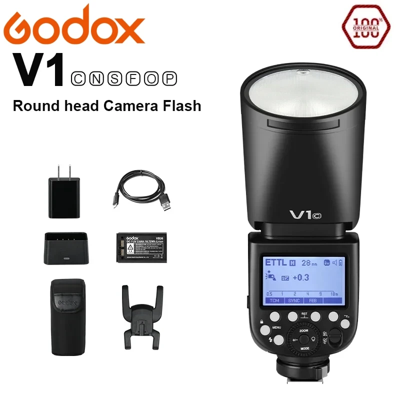 

Godox V1 Flash TTL 1/8000s HSS Round Head Li-ion Battery Speedlite Kit for Fuji Canon Nikon Sony Olympus Camera Speedlight Flash