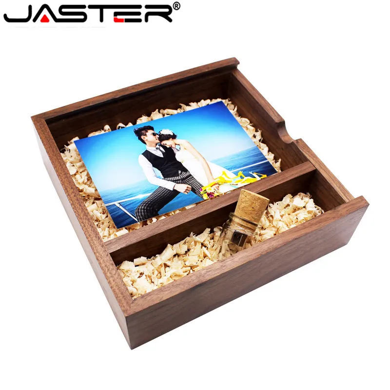 Álbum de fotos único de arce JASTER, unidad Flash Usb + caja, 8GB, 16GB, 32GB, 64GB, 128GB, regalo de fotografía, 1 Uds., logotipo gratis