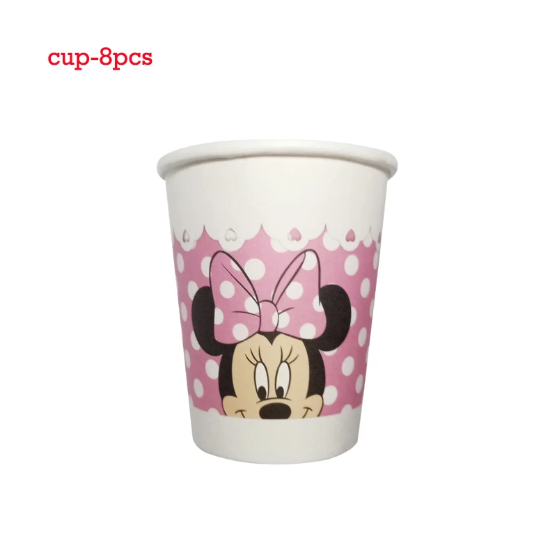 Disney Minnie Mouse Birthday Party Decoration Princess Girl\'s Party Supplies MInnie Mouse Tableware Paper Cup plate Set