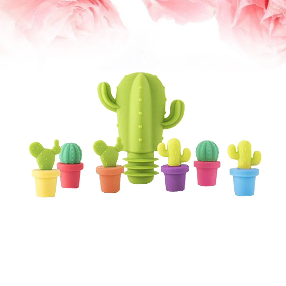 

1Set Wine Bottle Stopper Silicone Cactus Shaped Air-Tight Seal for Wine Soda Preservation Tool Reusable Decorative