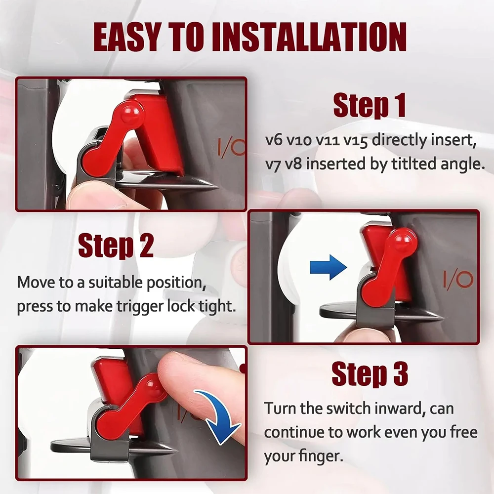 For Dyson V6 V7 V8 V10 V11 V12 V15 G5 Vacuum Cleaner Trigger Lock Power Button On/Off Control Clamp/Power Switch Attachments