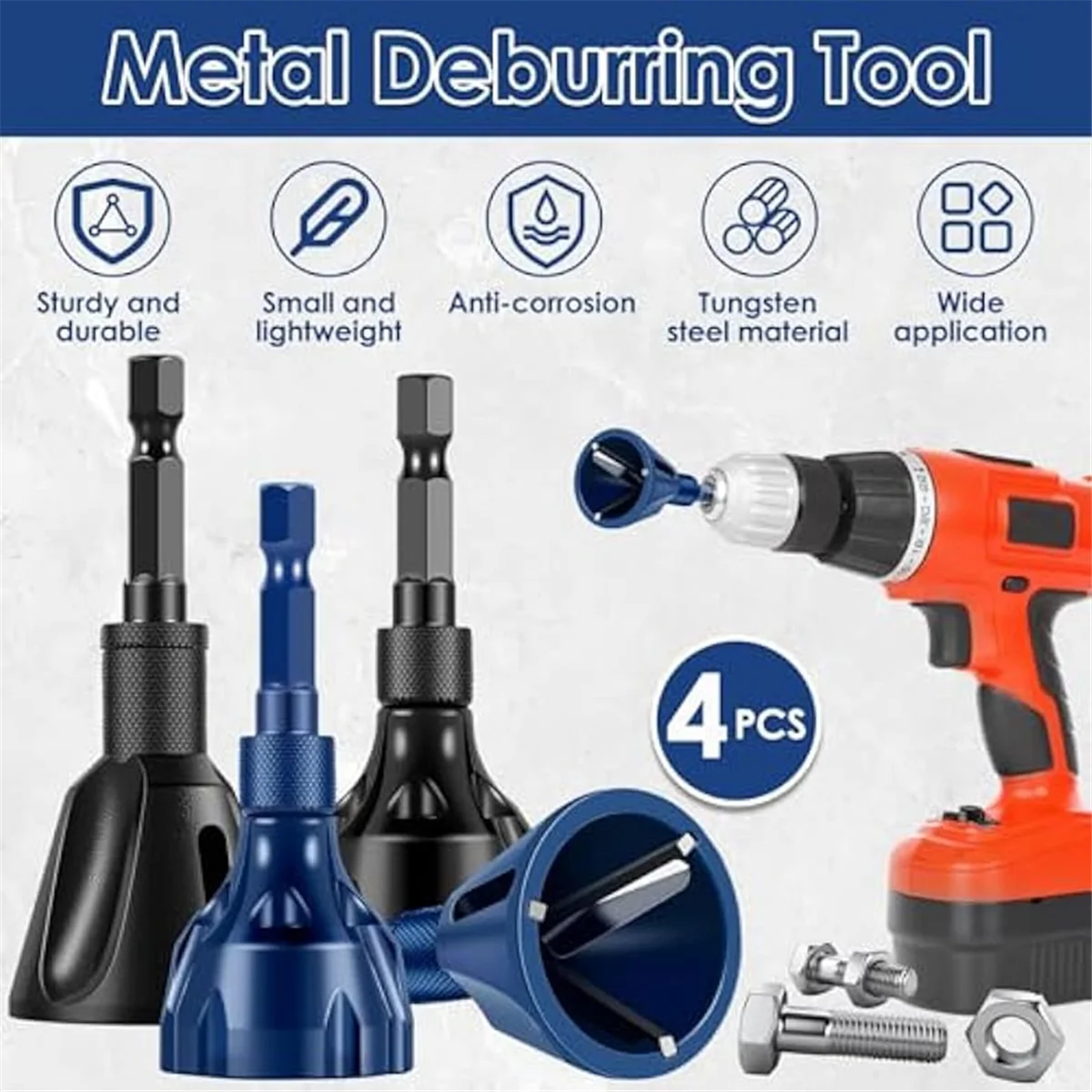 4Pcs Deburring External Chamfer Tool Deburring Chamfering Drill Bit,Bolt Thread Repair Tool, for 5-25mm/3-20mm