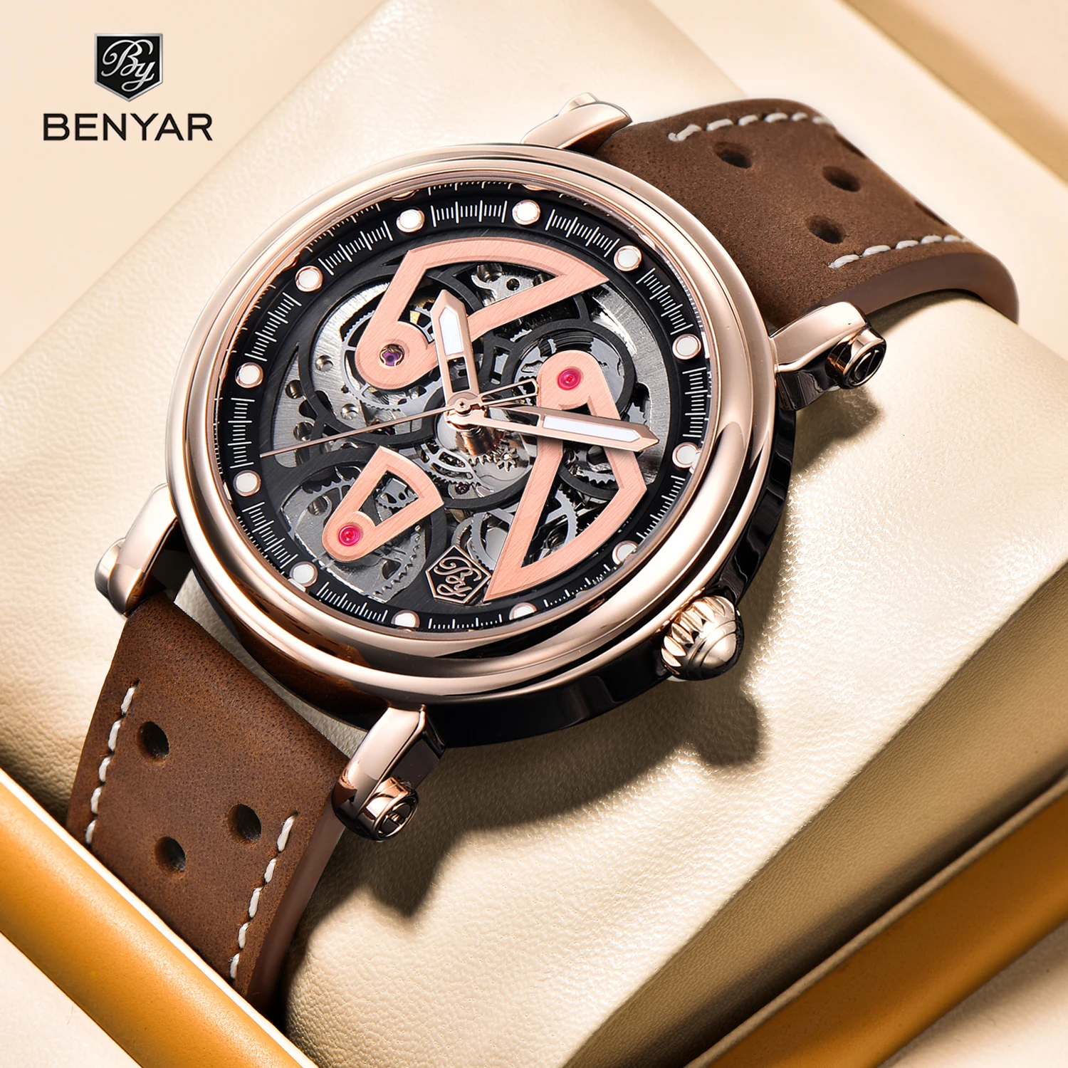 

BENYAR Men's Watches Top Luxury 2023 Automatic Watch For Men Hollow Men Mechanical Wristwatches Stainless Steel Waterproof Clock