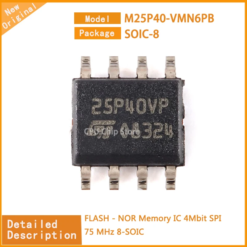 10Pcs/Lot New Original  M25P40-VMN6TPB M25P40 FLASH - NOR Memory IC 4Mbit SPI 75 MHz 8-SOIC