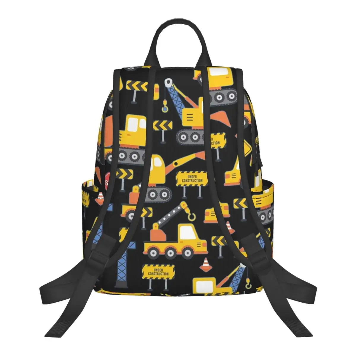 Road Work Under Construction Transportation Pattern Blue Student Backpack School Bag Hiking Travel Daypack for Men Women