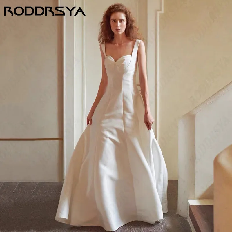 

RODDRSYA Simple A-line Wedding Dresses Sweetheart Spaghetti Straps Lace Up Back Bridal Party Elegant Soft Satin Suknia ślubna