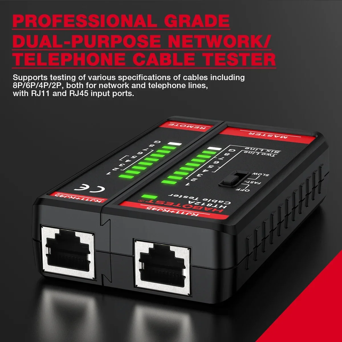 HABOTEST Network Cable Tester, 8P/6P/4P/2P LAN Wire Tracker for Phone & Ethernet, Professional Networking Line Detector Tool
