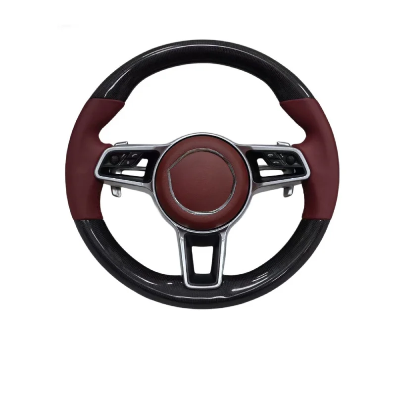 For Porsche Cayenne Panamera Macan 718 911 Modified Carbon Fiber Steering Wheel With Steering Wheel Horn Cover