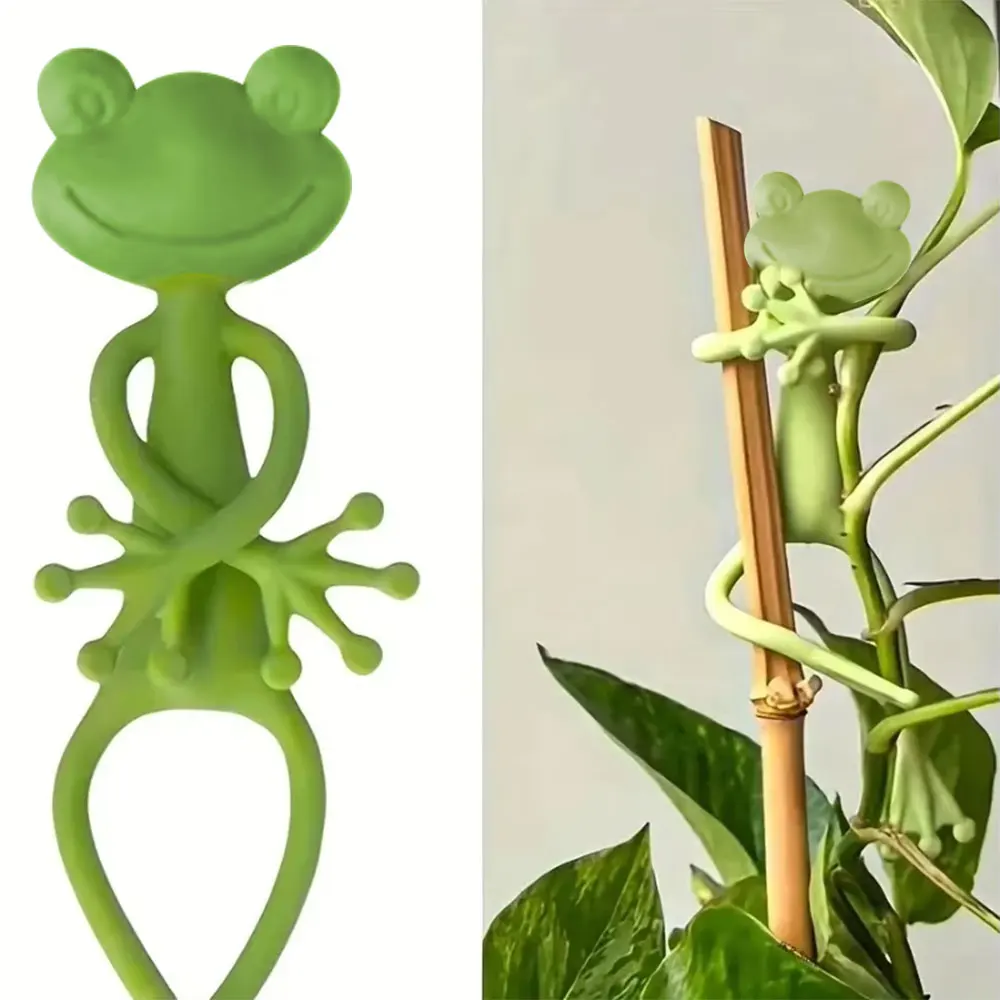 13cm Frog Shaped Reusable Cable Wire Tie Cute Decorative Twist Bendable Garden Plant Support Adjustable Flexible Clip for Stem