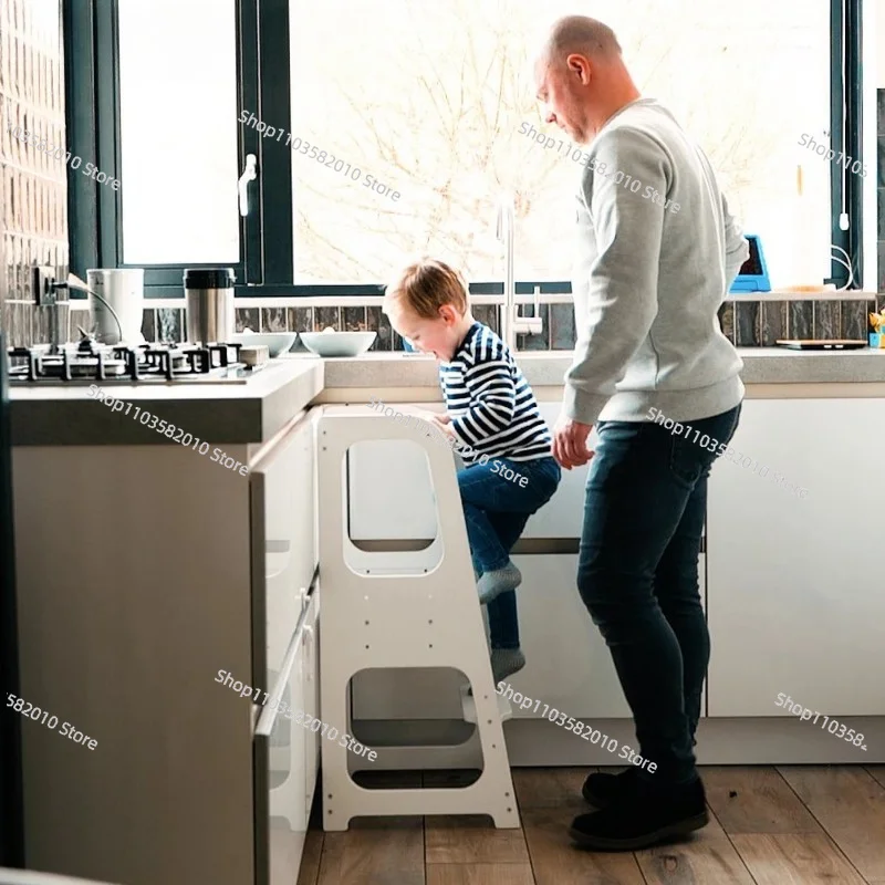 Indoor Vertical Kitchen Tower Multifunctional Foldable Wooden Learning Stool for Dining