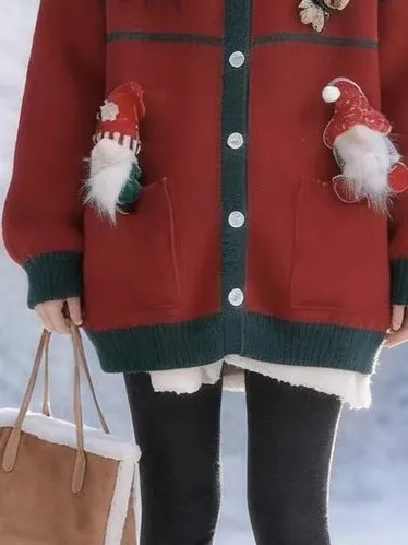 

Новинка зимы 202, женский модный индивидуальный трикотаж, кардиган Cisas, универсальный повседневный кардиган Aosphere Sense на пуговицах с 3D Glow Night