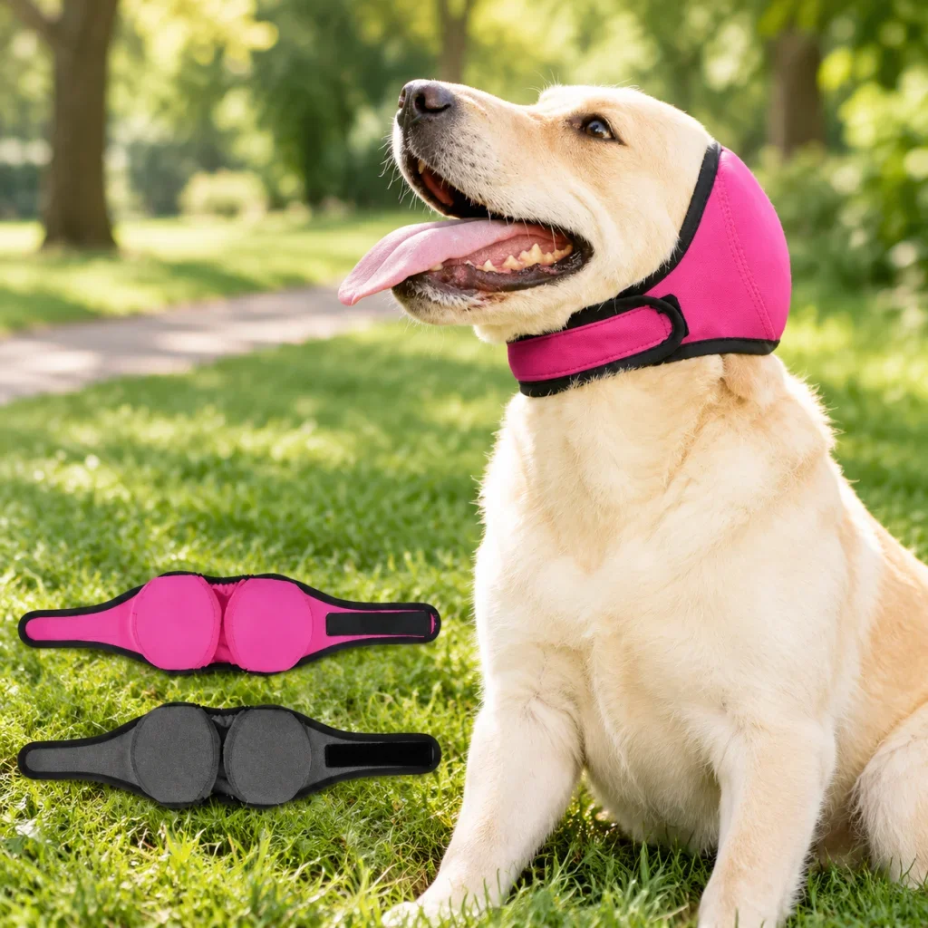 Dog Ear Muffs Adjustable Waterproof Pet Ear Cover Noise Reduction Head Wrap for Bath Swimming Thunder