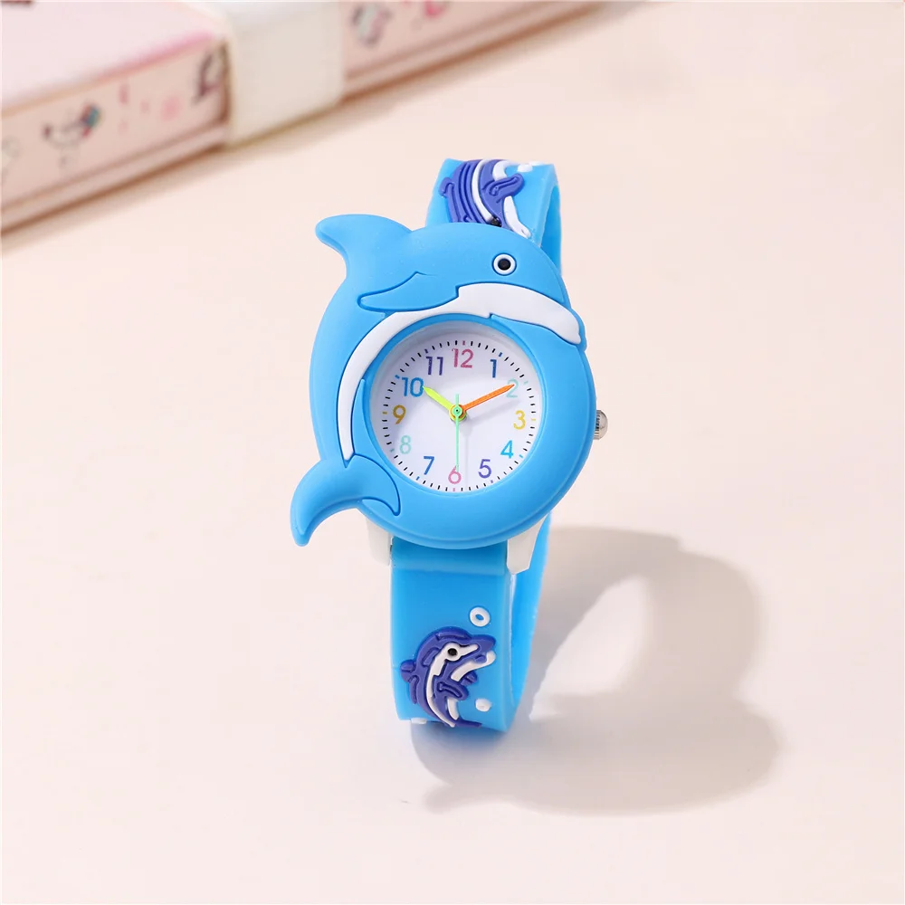 cute Dolphin style silicone band quartz boys girls students watch
