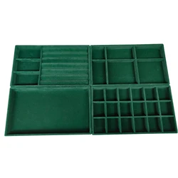 4pcs/lot Jewelry Organizer Velvet Jewelry Storage Tray Display Ring Bracelet Necklace Storage Box Showcase Drawer