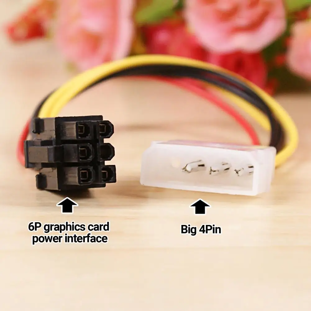 2Pcs Convenient Professional 17cm Video Card Power Cord 4Pin to 6Pin PCI-Express PCIE Graphics Card Power Adapter Cable